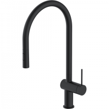 Vitruvius Raveno Single lever kitchen mixer with high swivel spout and pull out spout Matt Black